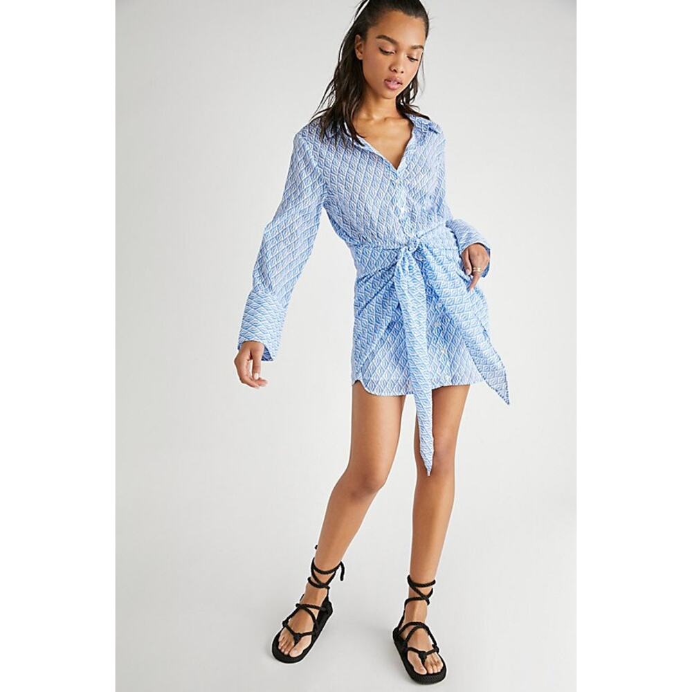 Free People Shirt Dress Tie-Waist